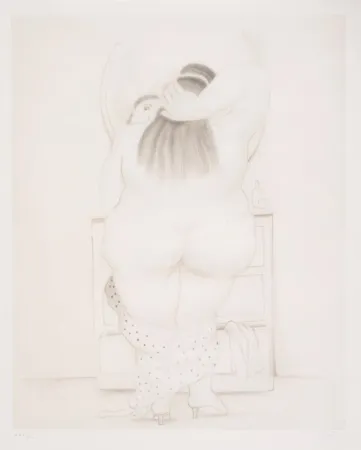 Litografía Botero - Mujer ante el espejo