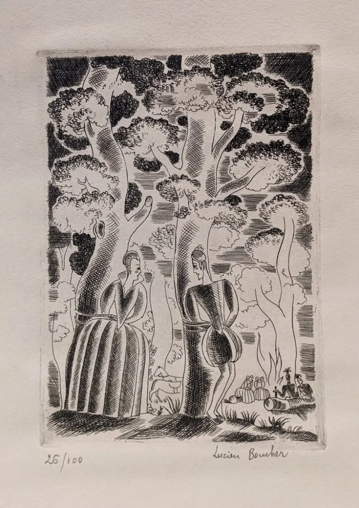 Grabado Boucher - Estranges Amours