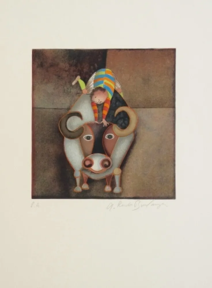 Aguafuerte Boulanger - Garçon et Boeuf