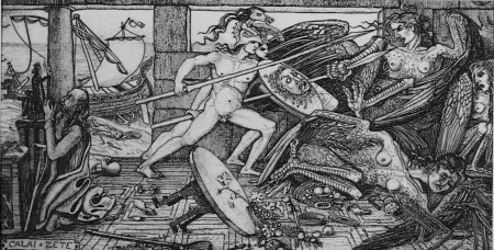 Aguafuerte Bozzetti - Calai e Zete. 4 versione