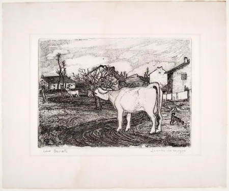 Grabado Bozzetti - LA VACCA CHE MUGGE (The mooing cow), second version