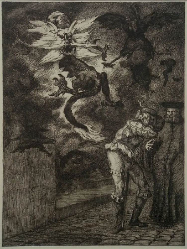 Aguafuerte Bracquemond - Hors de Mon Soliel, Canailles!