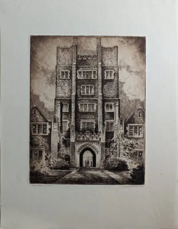 Grabado Bradshaw - Baker Tower, Cornell