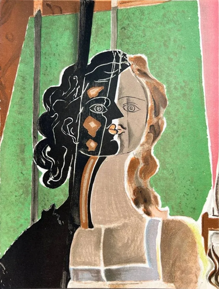 Litografía Braque - Cubist Portrait