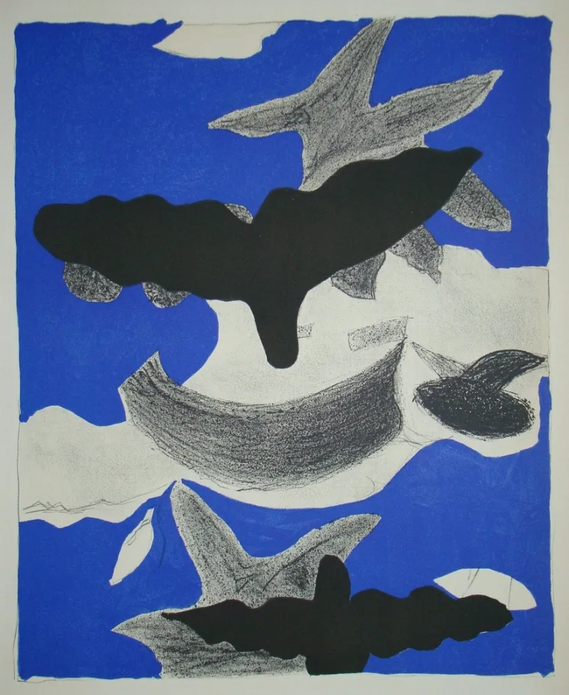Litografía Braque - Deux Oiseaux Avec Nuages