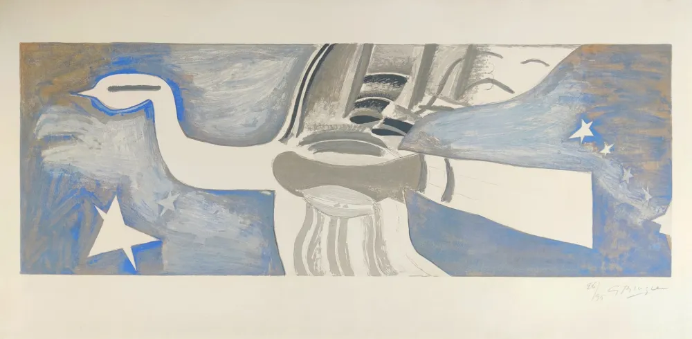 Litografía Braque - Grand oiseau bleu 