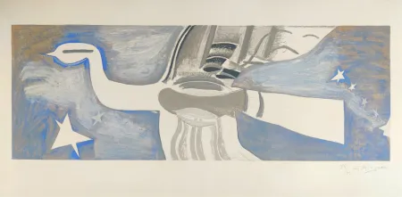 Litografía Braque - Grand oiseau bleu 