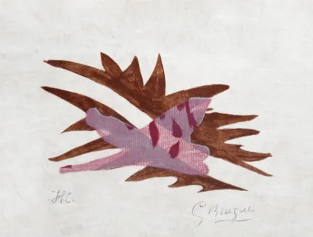 Litografía Braque - Le Feuille morte from Lettera amorosa, 1963