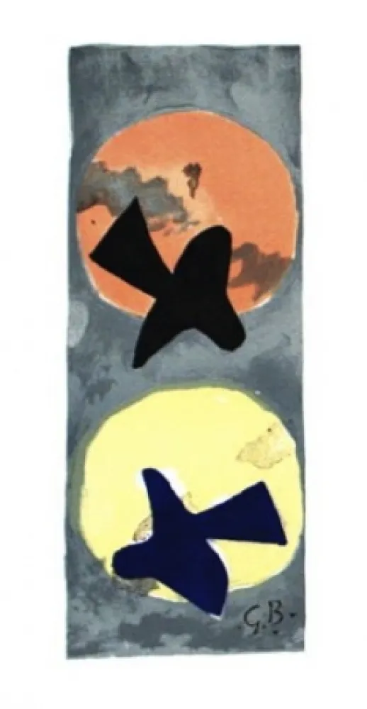 Litografía Braque - Les 2 oiseaux