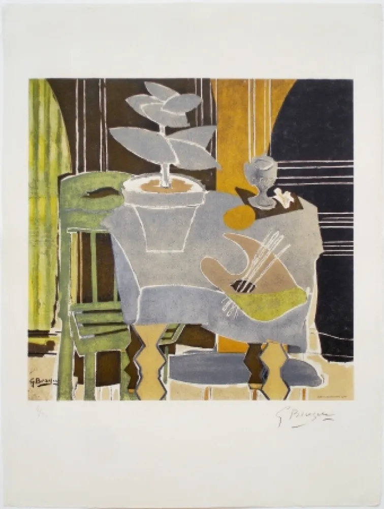 Litografía Braque - Nature morte à la palette