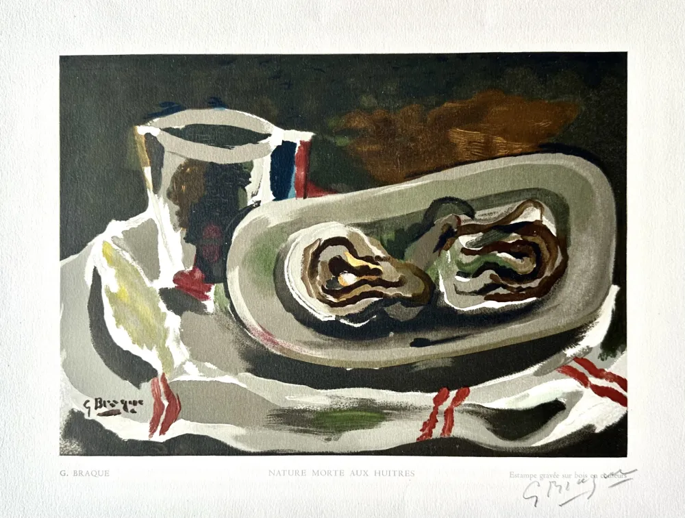 Grabado En Madera Braque - Nature Morte aux Huitres 