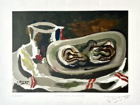 Grabado En Madera Braque - Nature Morte aux Huitres 