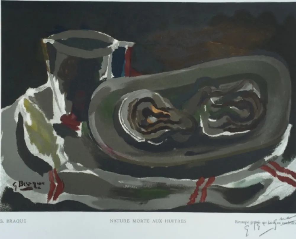 Grabado En Madera Braque - Nature Morte aux Huitres