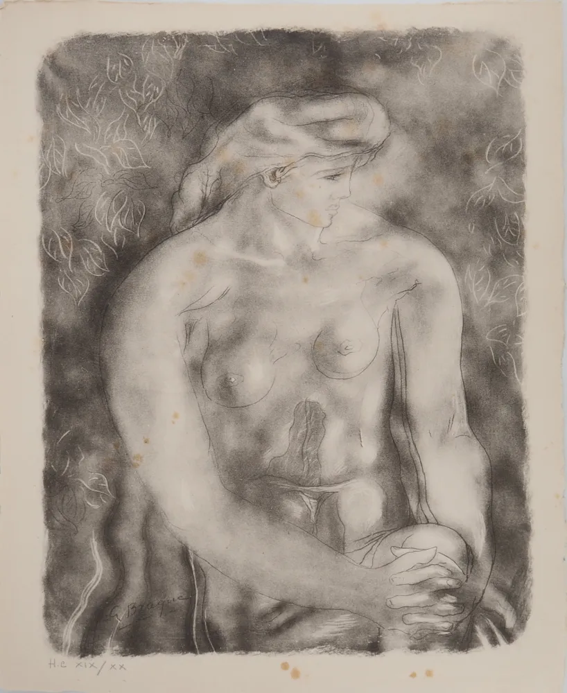 Litografía Braque - Nu aux feuilles