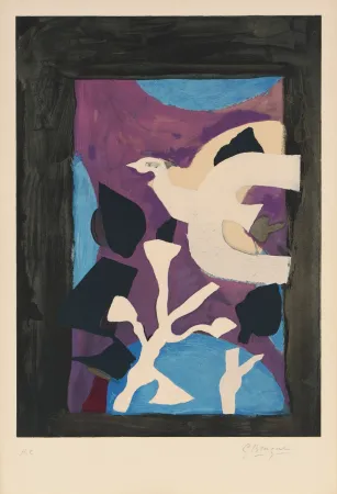 Litografía Braque - Oiseau et Lotus