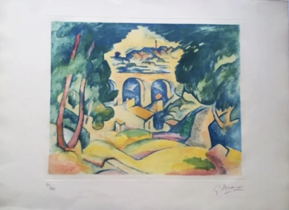 Aguatinta Braque - Paysage à l'Estaque (Le Viaduc de l'Estaque)