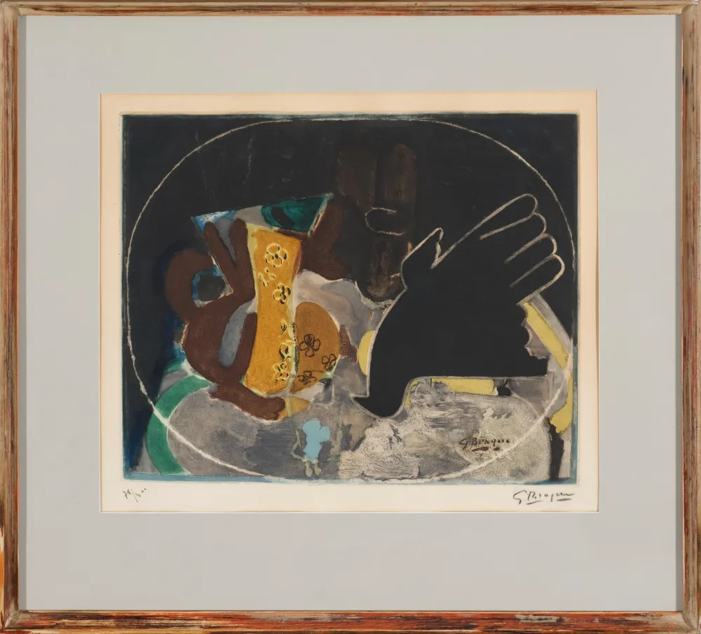 Aguafuerte Braque - Pichet et oiseau