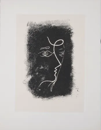 Litografía Braque - Profil de femme, 1972