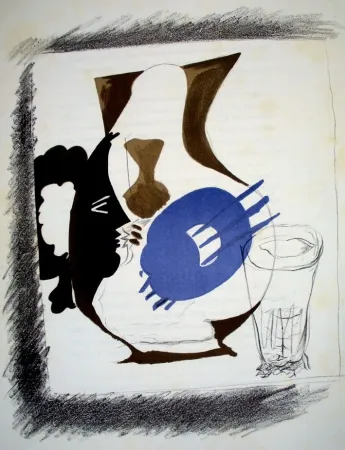 Litografía Braque - Verre et pichet