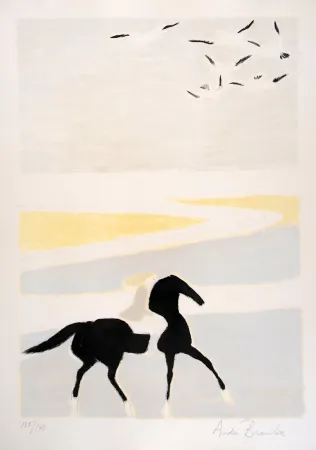 Litografía Brasilier - Cavalière sur la Plage - Rider on the Beach