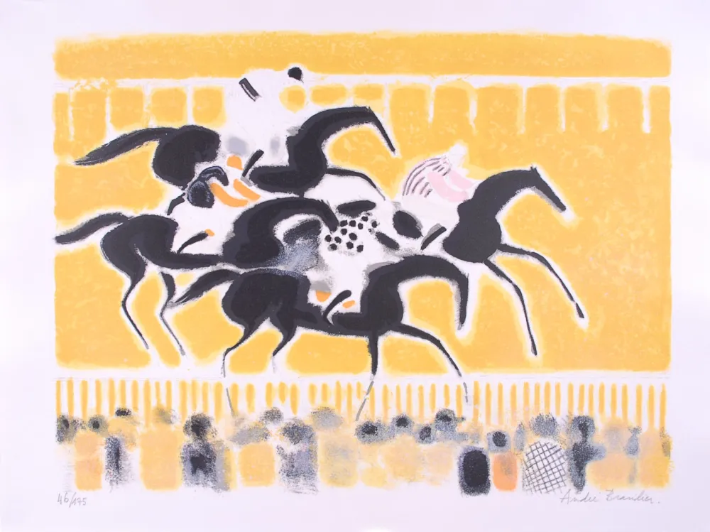 Litografía Brasilier - Courses à Auteuil - Racing at Auteuil