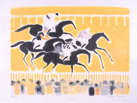 Litografía Brasilier - Courses à Auteuil - Racing at Auteuil