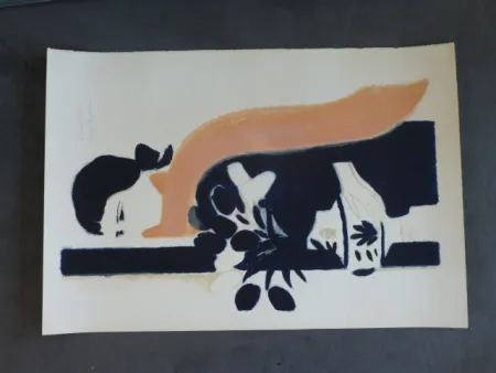 Litografía Brasilier - Femme au châle 