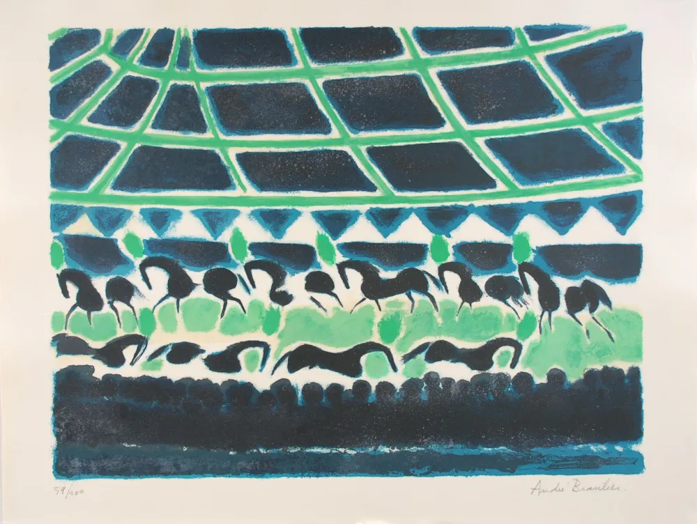 Litografía Brasilier - La Ronde des Chevaux de Cirque - The Round of Circus Horses