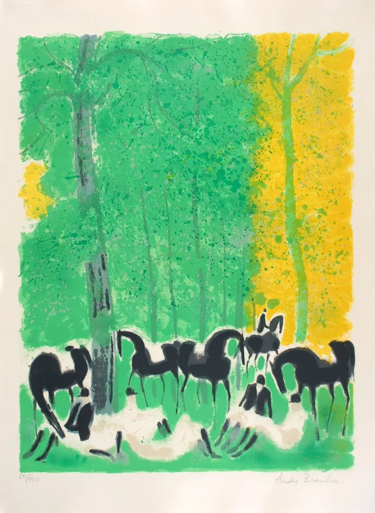 Litografía Brasilier - Le Repos des Cavaliers - The Horsemen's Rest