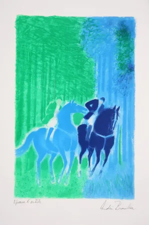 Litografía Brasilier - Les Deux Cavaliers