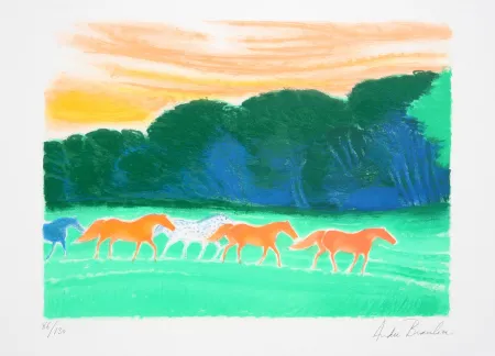 Litografía Brasilier - Promenade en Lisieres