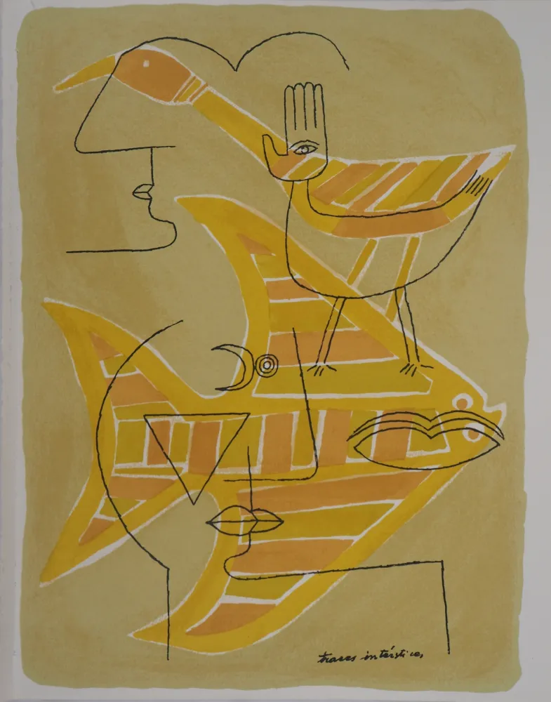 Litografía Brauner - Portrait surréaliste (Traces interstices)