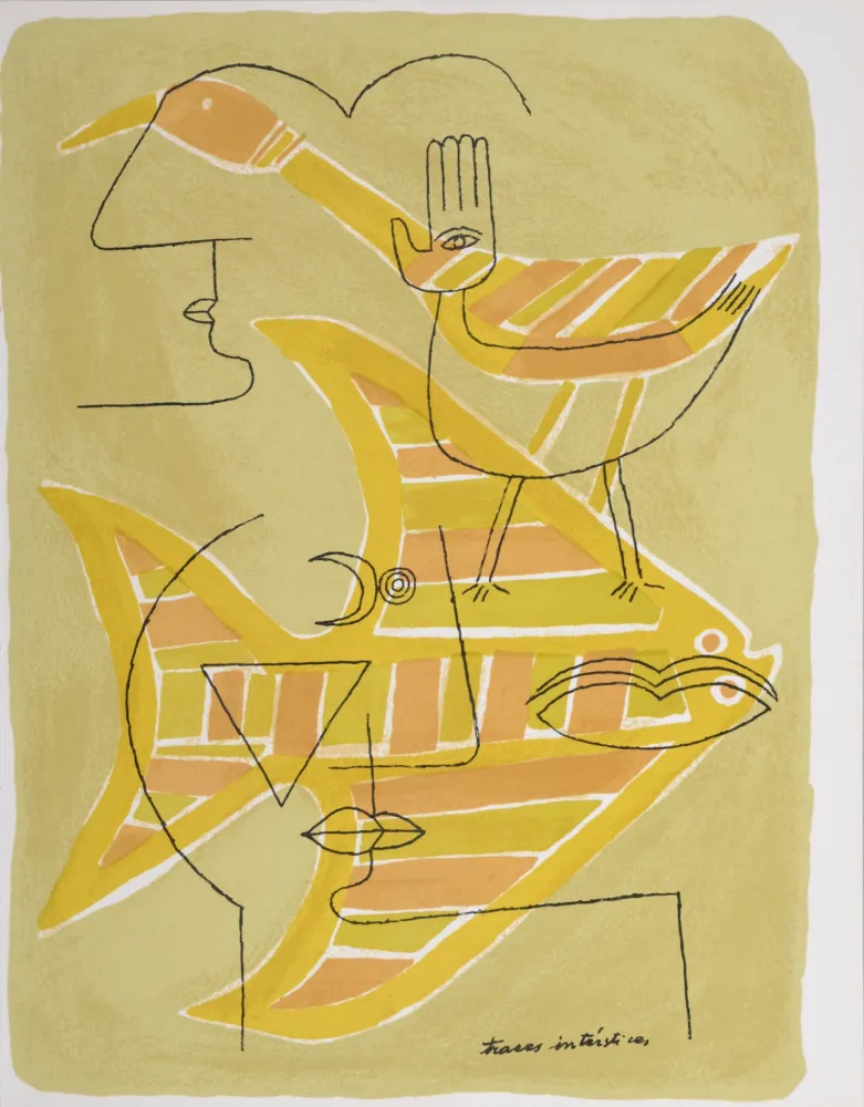 Litografía Brauner - Traces interstices, 1963