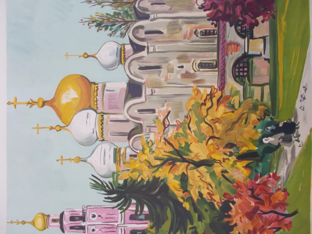 Litografía Brayer - Les jardins du Kremlin