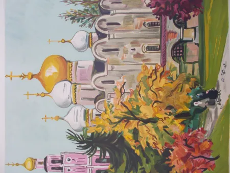 Litografía Brayer - Les jardins du Kremlin