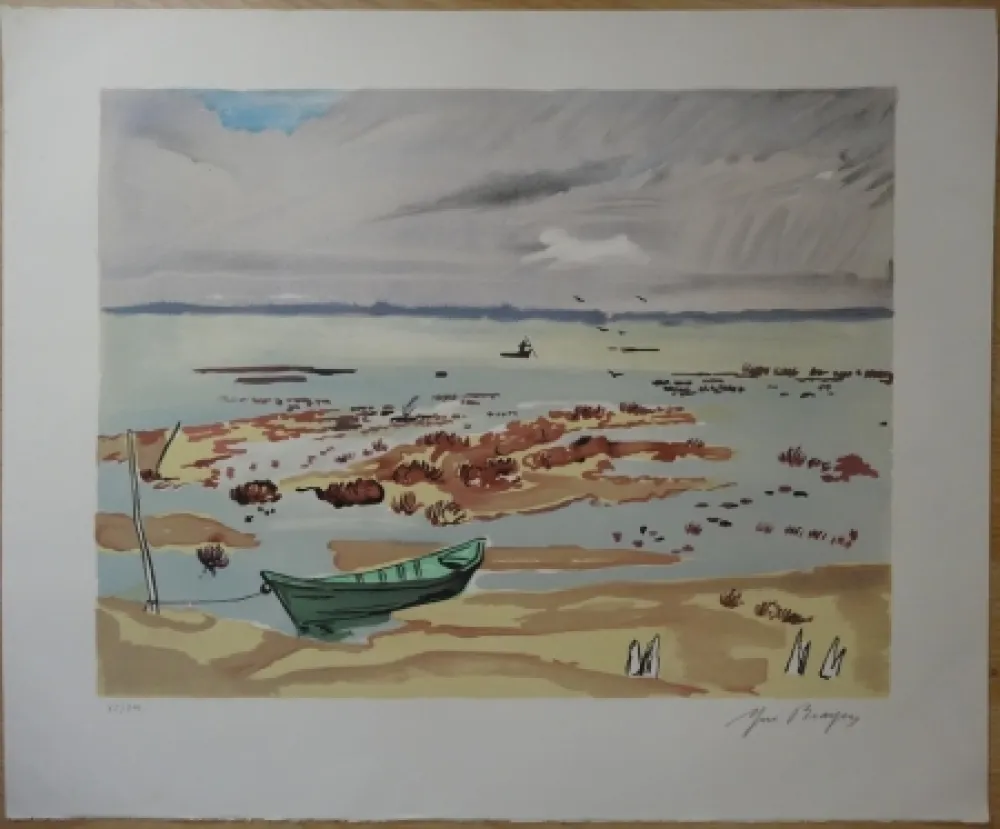 Litografía Brayer - Plage en Bretagne