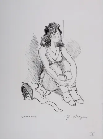 Litografía Brayer - Zizi Jeanmaire assise #IX, 1949 - Hand-signed