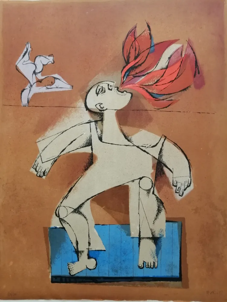 Litografía Briss - Le cracheur de feu