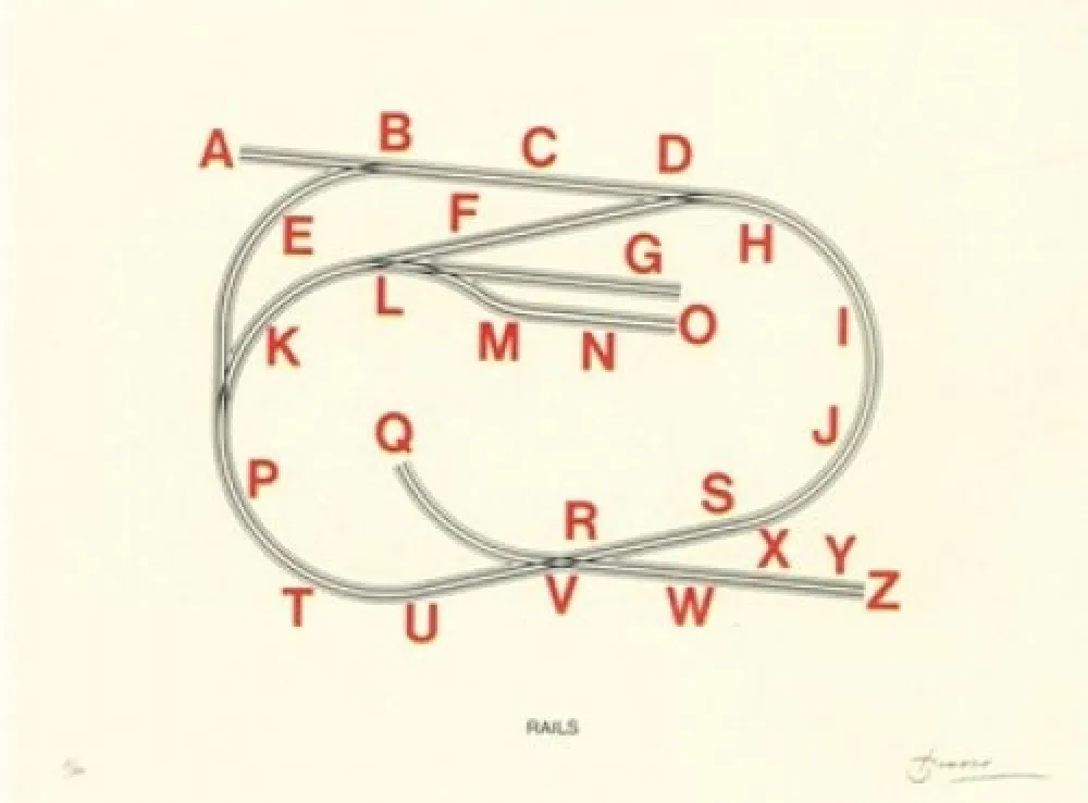 Litografía Brossa - Rails