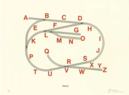 Litografía Brossa - Rails