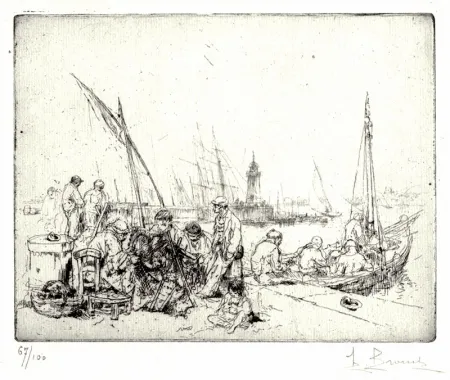 Aguafuerte Brouet - Les Raccommodeurs de Filets