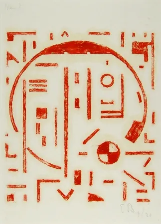 Grabado En Madera Buchholz - Großer Kreis mit kleinem Kreis rot (Big cercle with small cercle red)