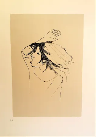 Serigrafía Bueno - Ragazza con braccio alzato