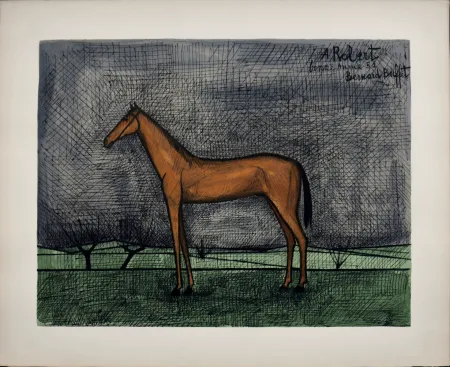 Litografía Buffet - Cheval de course, 1960 - Hand-numbered!