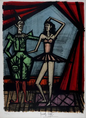 Litografía Buffet - Clown et Ballerine, 1968 - Hand-signed