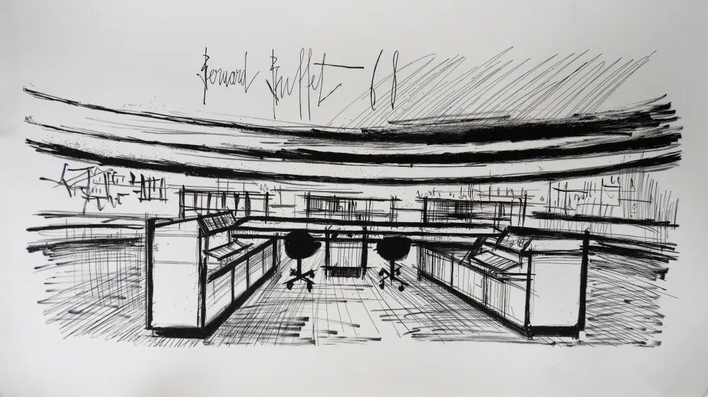 Litografía Buffet - Control Room, Siemens,