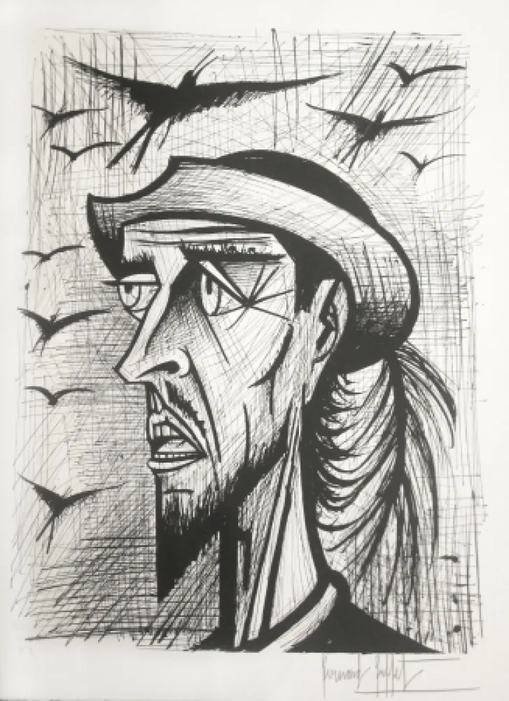 Litografía Buffet - Don Quixote with Hat