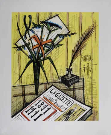 Litografía Buffet - La Gazette de l'Hôtel Drouot, 1991