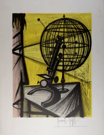 Litografía Buffet - Le Microscope