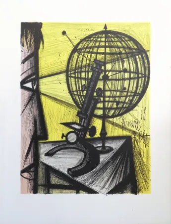 Litografía Buffet - Le Microscope